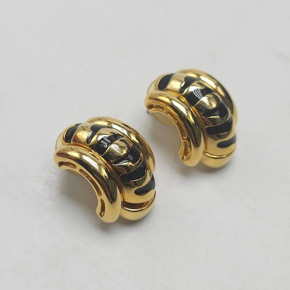 Vintage Joan Rivers Gold Tone Black Enamel Animal… - image 2